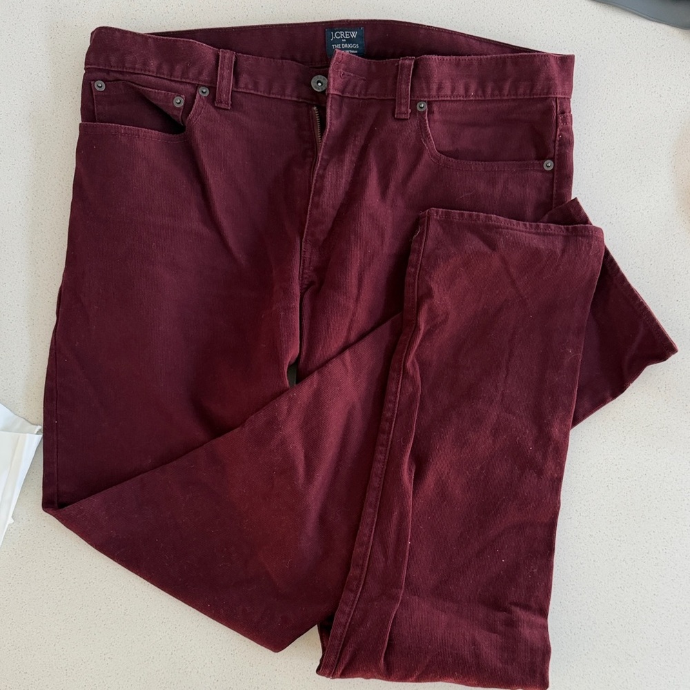 J. Crew Men's Deep Red Corduroy Pants